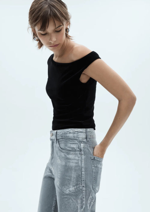 ASYMMETRICAL VELVET TOP