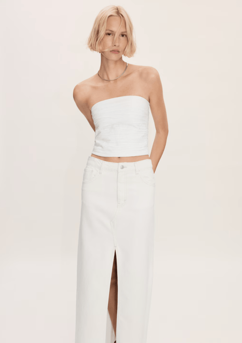 DENIM LONG SKIRT WITH SLIT