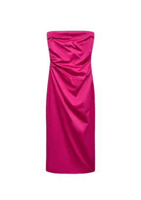 DRAPED STRAPLESS DRESS