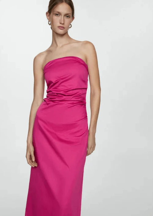DRAPED STRAPLESS DRESS