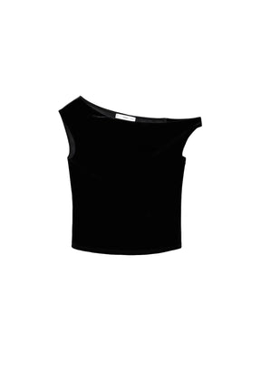 ASYMMETRICAL VELVET TOP