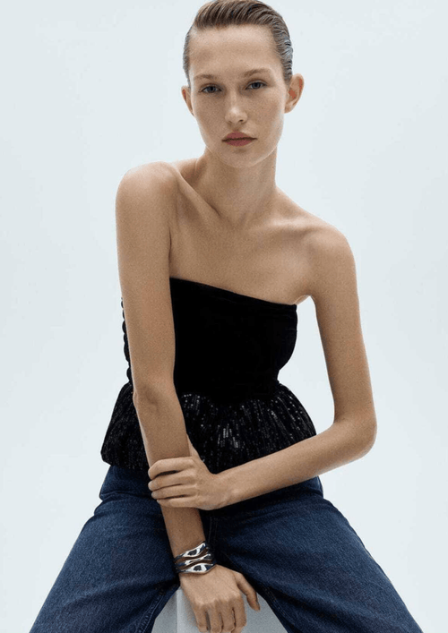SEQUINED PEPLUM TOP