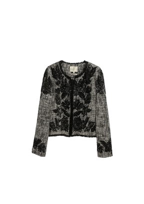 VESTE EN TWEED GRIS À PAILLETTES