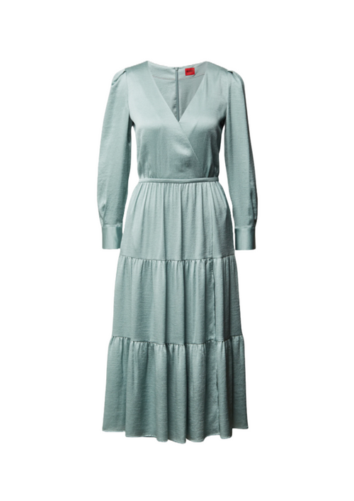 ROBE LONGUE À VOLANTS VERTE