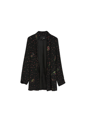 Dunkelblauer Blazer mit Blumenmuster