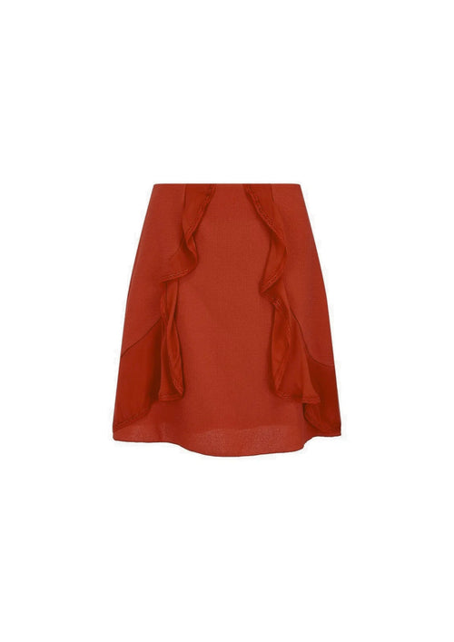 PEPPERY RED RUFFLED SKIRT
