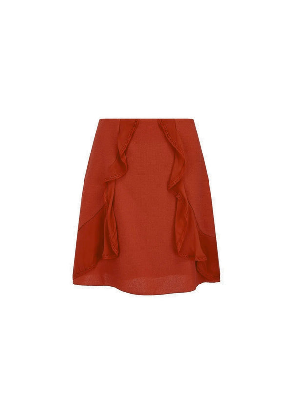 PEPPERY RED RUFFLED SKIRT