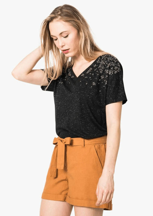 T-SHIRT NOIR MÉTALLISÉ