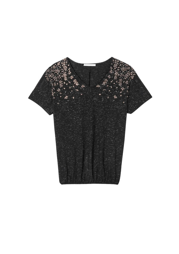 BLACK METALLIZED T-SHIRT