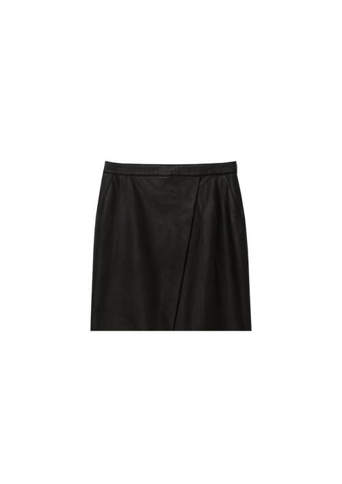 BLACK LEATHER EFFECT SKIRT