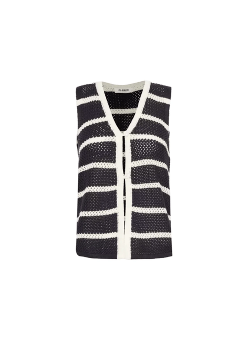 BLACK STRIPED KNITTED VEST