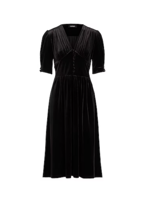 ROBE MIDI EN VELOURS NOIR