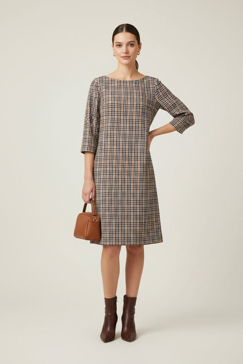 CAMEL CHECKERED DRESS