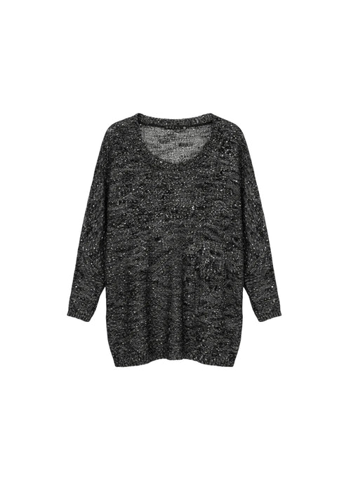 BLACK SEQUINED PULLOVER