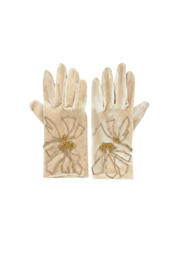 BEIGE EMBROIDERED GLOVES