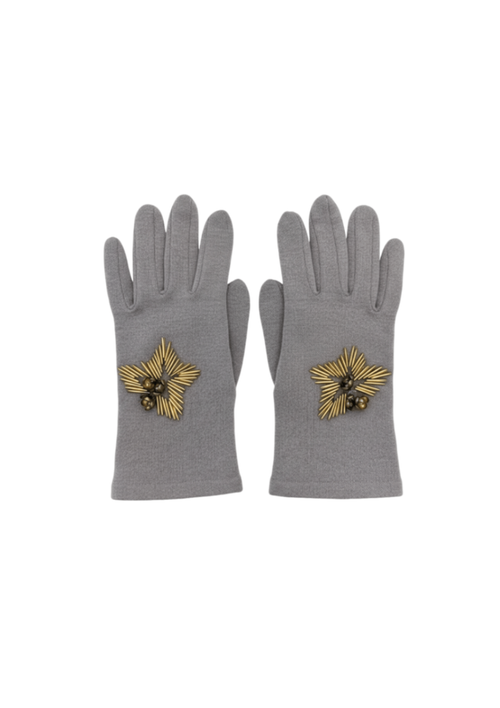 GREY EMBROIDERED GLOVES