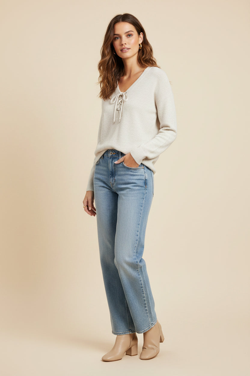 IVORY METALLIC PULLOVER