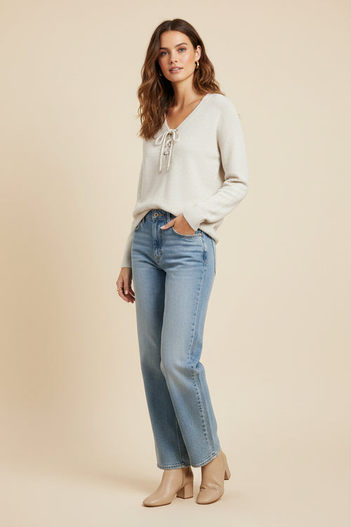 IVORY METALLIC PULLOVER
