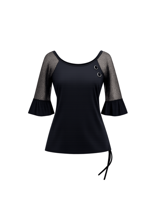 CHEMISE RÉSILLE NOIRE SURDIMENSIONNÉE