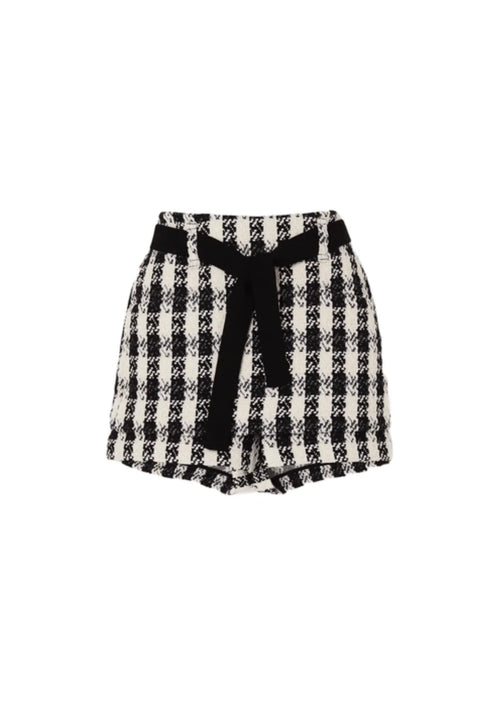 BELTED HOUNDSTOOTH TWEED SHORTS