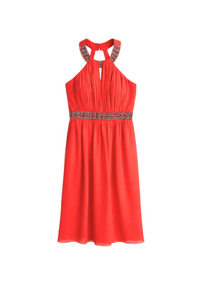ROBE PATINEUSE À DOS ARRIÈRE ORNÉE