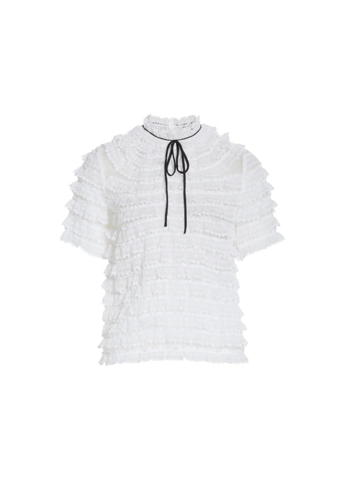 RUFFLE LACE SILK BLOUSE