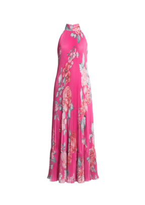 ROBE ROSE À MOTIFS BOTANIQUES