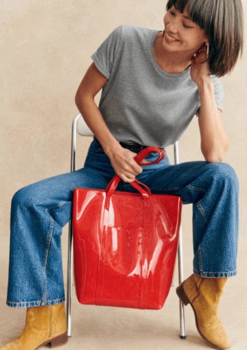 VINYL RED TOTE BAG