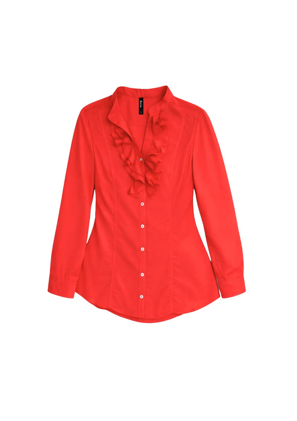 CORAL RUFFLED BLOUSE