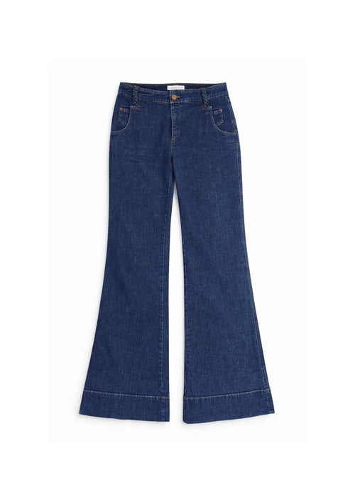 HIGH WAIST FLARED DENIM TROUSERS