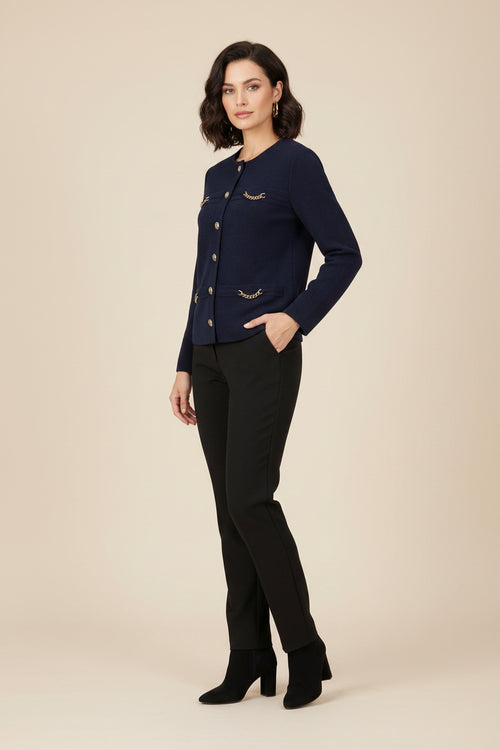 GILET EN LAINE BLEU FONCÉ