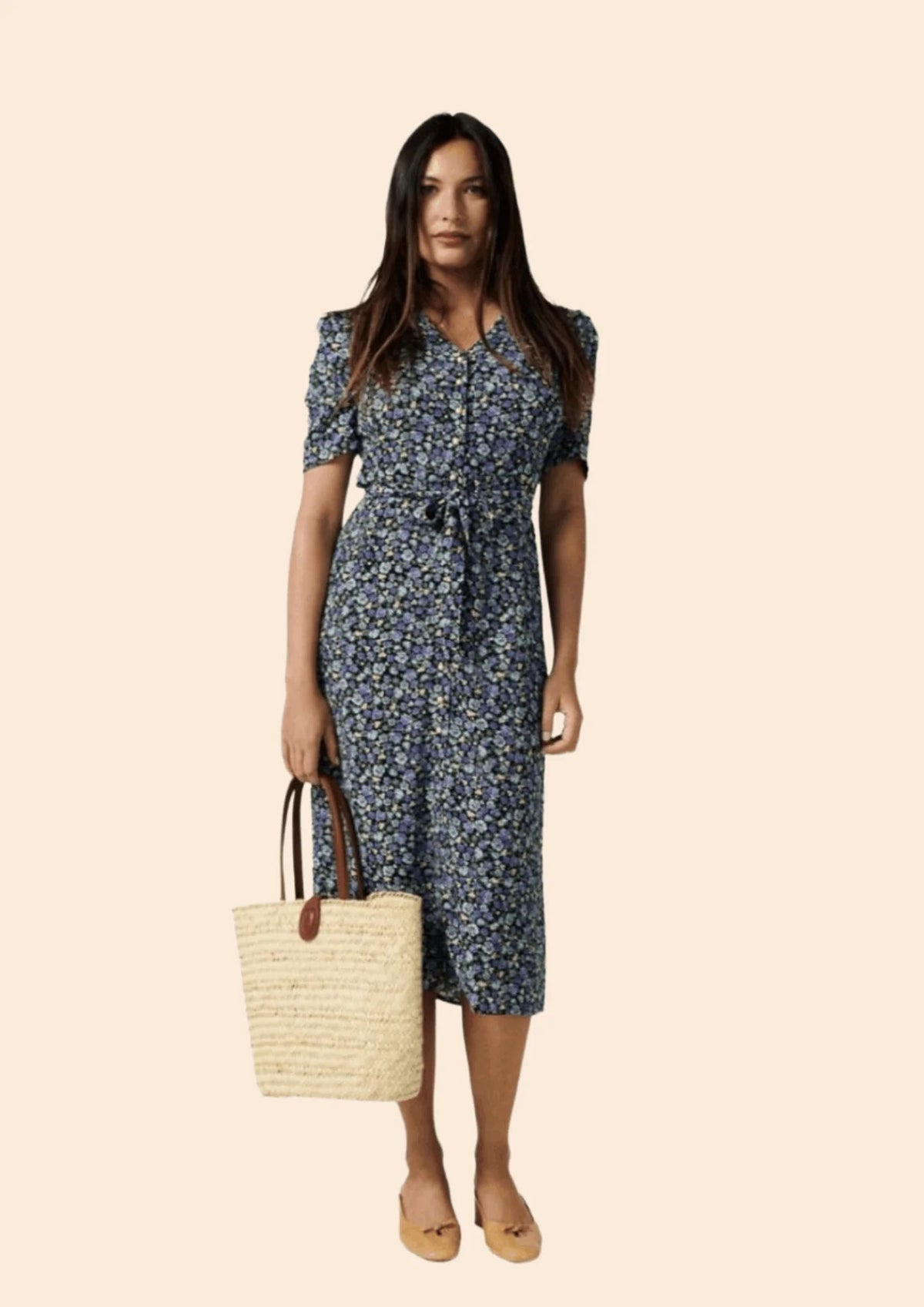 ROBE MATHILDE FLEURIE BLEUE