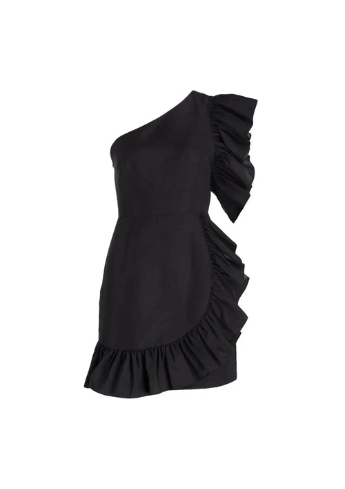 BLACK KEMILA RUFFLED DRESS
