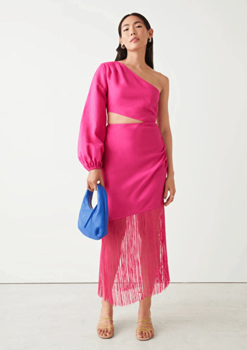 ONE-SHOULDER FRINGED DRESS