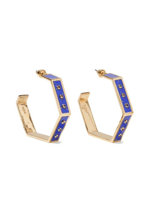 Boucles d'oreilles dorées bleues