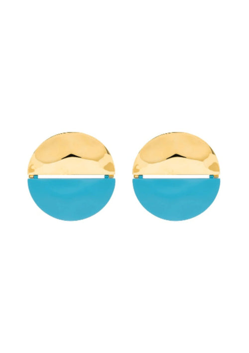 GOLDEN BLUE ROUND EARRINGS