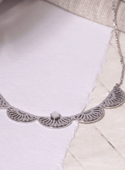 FAN-SHAPED LATTICEWORK NECKLACE