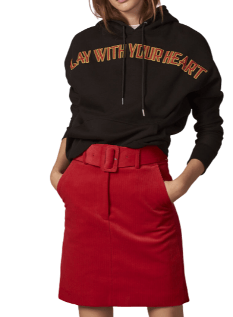 RED CORDUROY MINI SKIRT