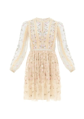 FLORAL EMBROIDERED TULLE DRESS