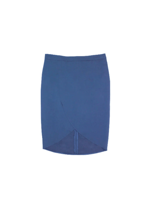 Dunkelblauer Wrap Midi-Long-Rock