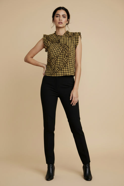 ASYMMETRICAL RUFFLED BLOUSE