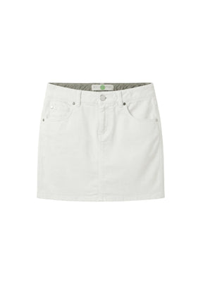 WHITE DENIM MINI SKIRT