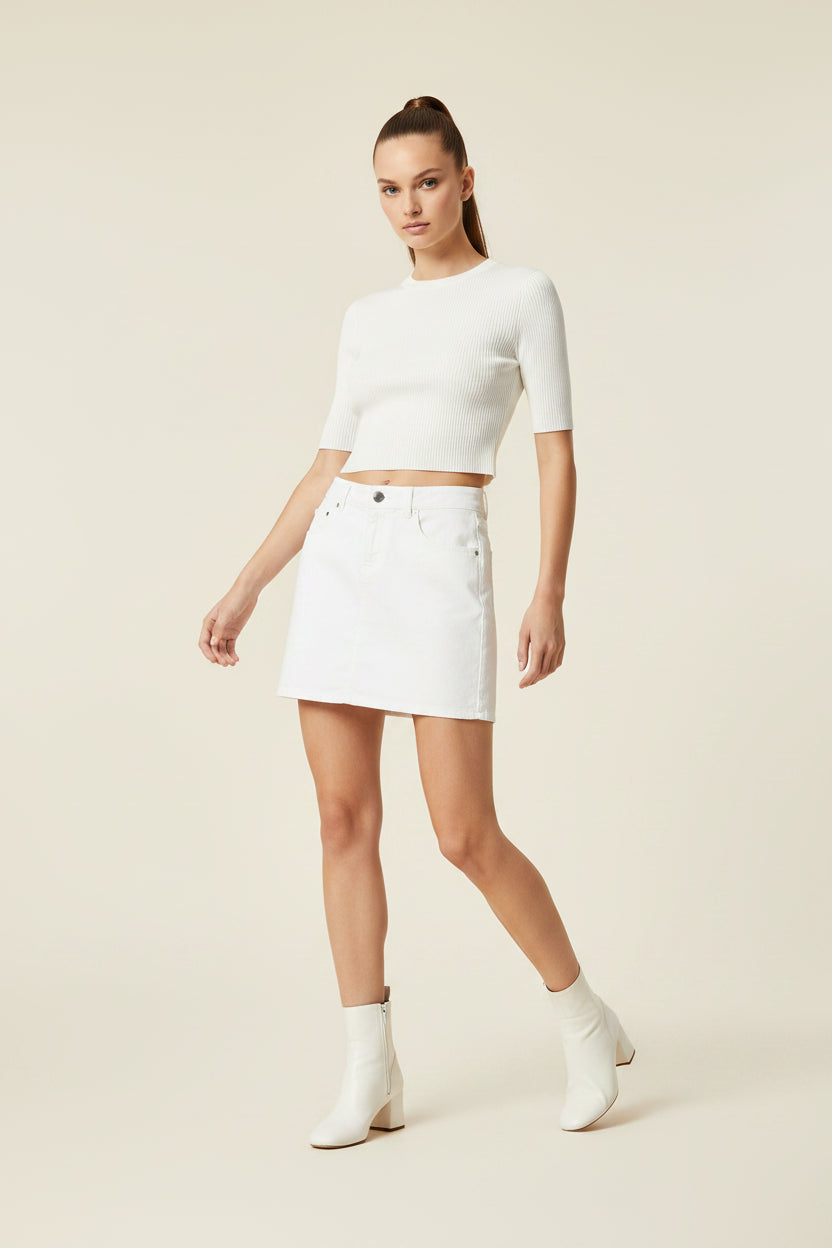 WEISSER JEANS-MINIROCK