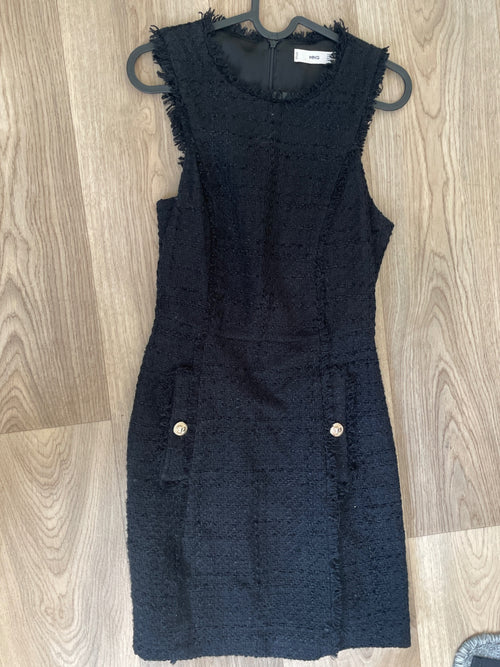 BLACK TWEED MINI DRESS