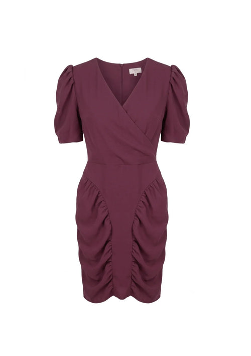 ROBE MI-LONGUE VIOLETTE COL EN V