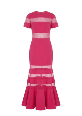 PINK SHEER PANEL MAXI DRESS
