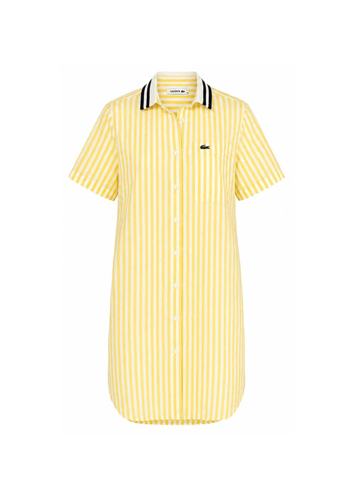 YELLOW STRIPED SHIRT-DRESS