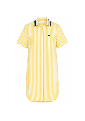 YELLOW STRIPED SHIRT-DRESS