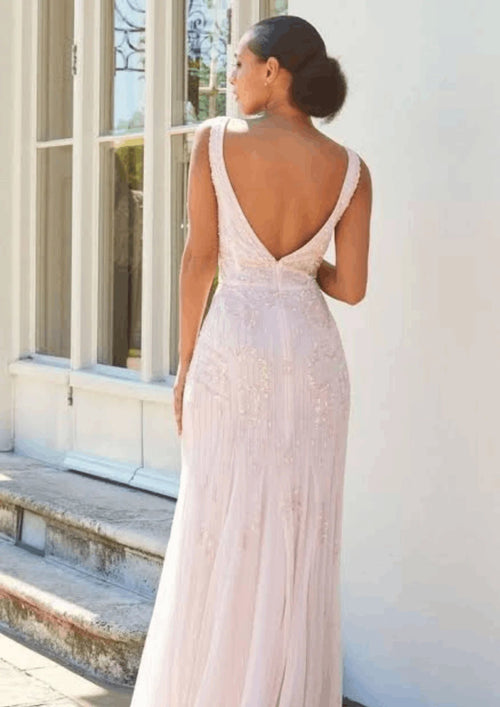 PINK GRACEY EMBELLISHED MAXI DRESS