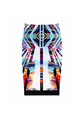 BLACK PRINTED PENCIL SKIRT